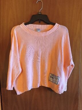 Guess Vintage 80s Pink Crewneck Sweater Size Small